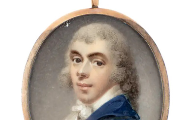 Circle of George Engleheart, British 1750-1829- Portrait of a gentleman, bust-length, wearing...