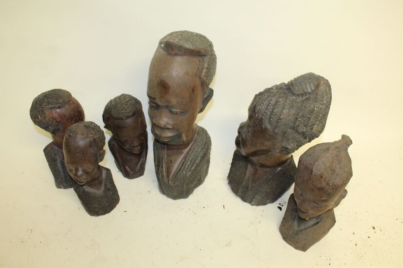 Collection of African tribal busts, male and female (7)