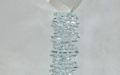 Contemporary Stacked Crystal Glass Sculpture