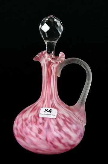 Cruet Bottle, Phoenix Art Glass, Pink/White Spatter