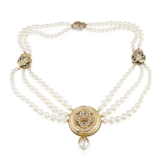 Cultured Pearl Necklace with Victorian Pendant