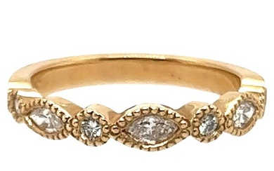 Diamond Anniversary Band Wedding Ring .36ct Marquise 14K Yellow Gold Brand New
