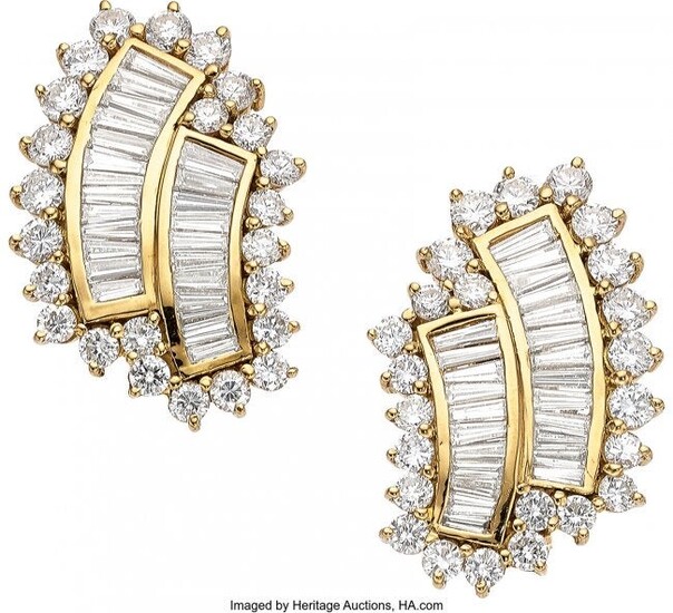 Diamond, Gold Earrings Stones: Full and tapered