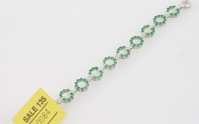 Diamond and Stone Flexible Bracelet, 36 diamonds about 0.40 ct., 18K 10 dwt. all, stone missing
