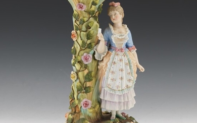 Dresden Porcelain Figural Candleholder, ca. 19th Century