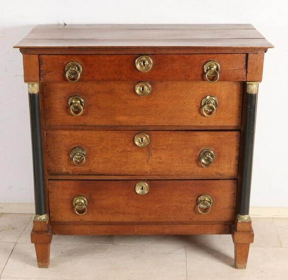 Dutch oak Empire four-drawer chest of drawers with