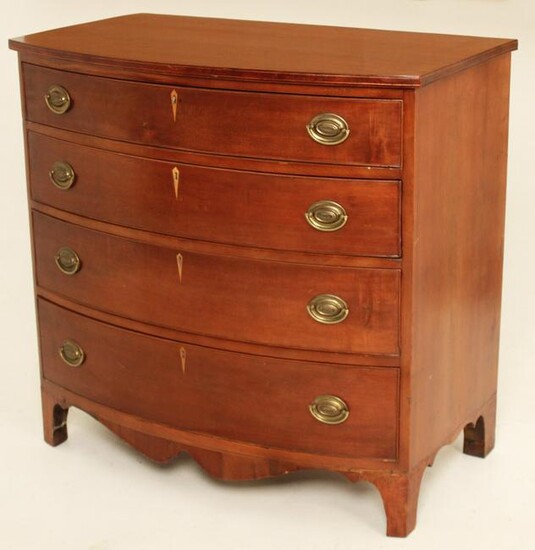 EARLY 19TH C. AMERICAN CHERRY BOWFRONT CHEST