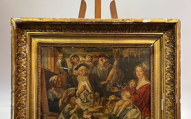Ecole Hollandaise du XIXeme siècle, D'après Jacob JORDAENS Scène de Taverne Paire de toiles 24...