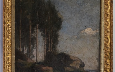 Ecole XIXe, suiveur d'Henri-Théodore FANTIN-LATOUR (1836-1904). Paysage. Huile sur toile. Non signée. 47,5 X 34...