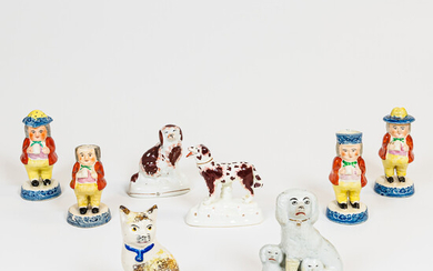 Eight Small Victorian Staffordshire Figures
