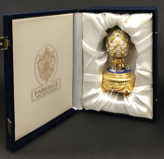 FABERGE SWAN LAKE IMPERIAL JEWELED STERLING MUSICAL EGG