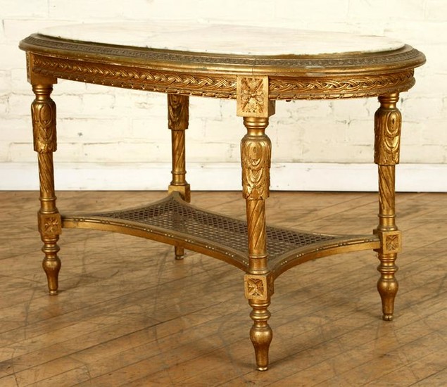 FRENCH GILT WOOD MARBLE TOP LOW TABLE C.1930