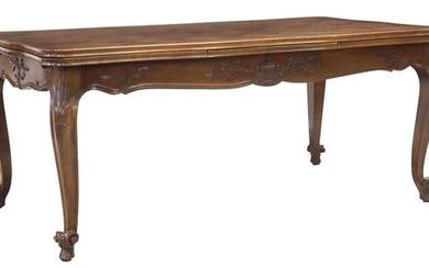 FRENCH LOUIS XV STYLE CARVED DRAW-LEAF EXTENSION TABLE