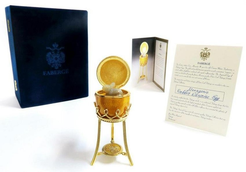 Faberge Menagerie Collection Yellow Surprise Egg Rabbit