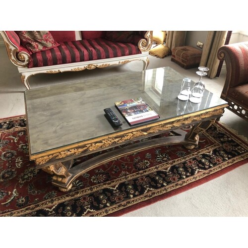 Fine Regency style painted and gilt centre coffee table comp...