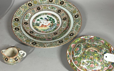 Four Pieces Chinese Rose Medallion Style Porcelain