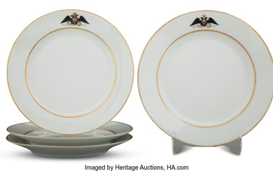 Four Russian Imperial Porcelain Factory Plates from the “Gatchina Palace” Service