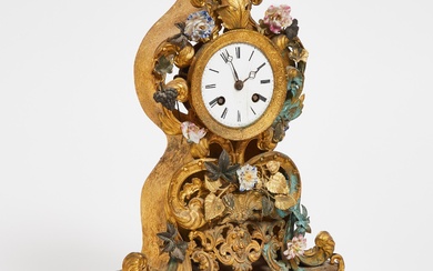 French Vincennes Porcelain Mounted Gilt Metal Mantle Clock, 19th century