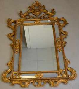 French rococo style mirror, giltwood double mirrored