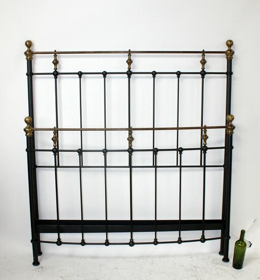 Full size brass bed painted finish with ball finials