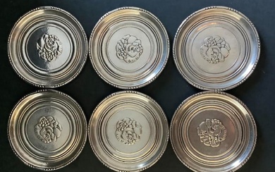 GEORG JENSEN STERLING SILVER COASTER DISH DENMARK PATTERN 41a HAND CRAFTED SET OF 6
