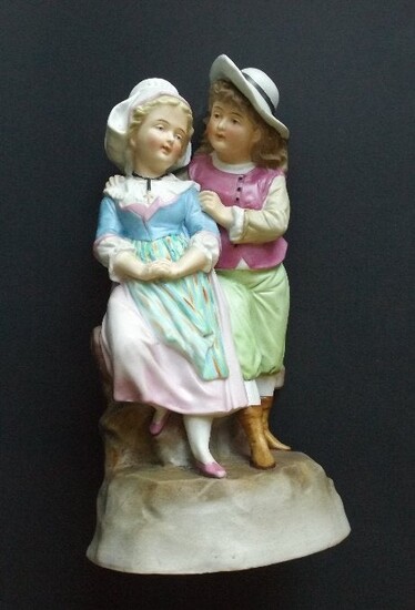 German Couple Boy & Girl Porcelain Figurine 1880s