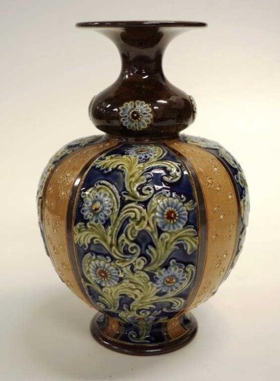 Good Vintage Doulton Lambeth table vase blossom decorated on...