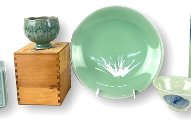 Group of Asian Celadon Colored Pieces