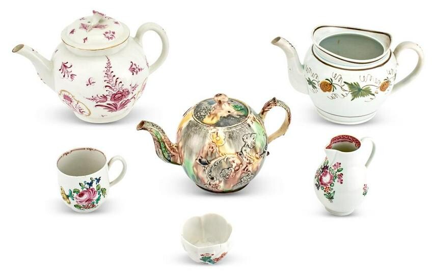 Group of English Porcelain and Pottery Teawares;