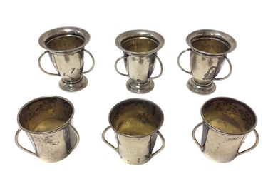 Group of six Edwardian miniature silver cups