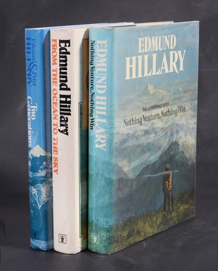 Ɵ HILLARY, Edmund. & HILLARY. Peter. three SIGNED, first editions. 1975-1984.