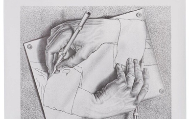 Halftone Print after M.C. Escher "Drawing Hands"