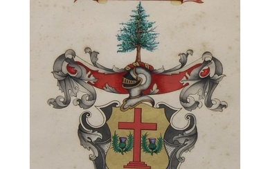 Heraldry - a 19th century Scottish hand-scrivened watercolou...