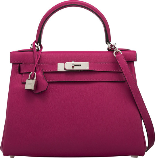 Hermès 28cm Rose Pourpre Togo Leather Retourne Kelly Bag...