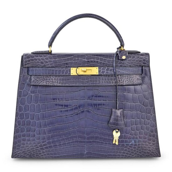 Hermès Blue Niloticus Crocodile 'Kelly 32' Handbag