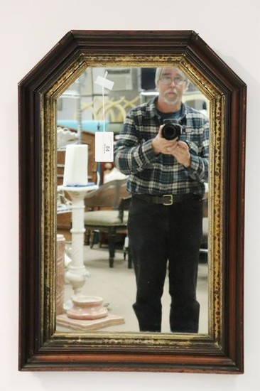 Hexagonal Walnut Framed Mirror