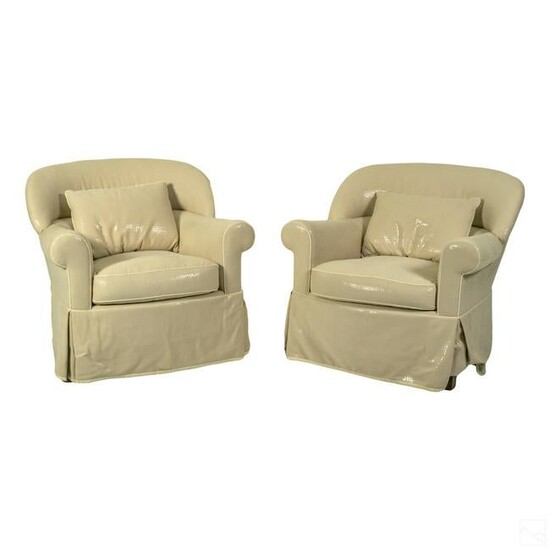 Hollywood Regency Faux White Python Armchairs PAIR