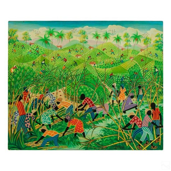 Inatace Alphonse b.1943 Haitian Folk Art Painting