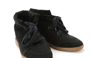 SOLD. Isabel Marant: A pair of "Bobby" sneakers with a build in heel made of...