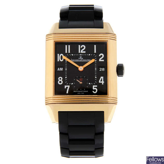 JAEGER-LECOUTRE - a limited edition 18ct rose gold Reverso Squadra bracelet watch, 35x40mm.