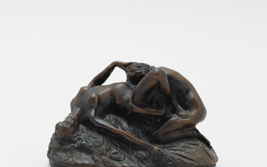 JEF LAMBEAUX. Two women, bronze sculpture, signed J.M Lambeaux.