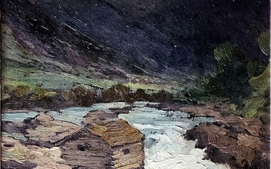 Jonas Lie: Bojer Fossen, Lom Norway 1909 Oil/Panel