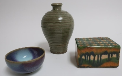 Jun Ware Bowl and Ming Pillow and Meiping Vase
