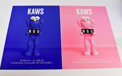 KAWS (AMERICAN, born 1974); two lithograph posters to advertise National...