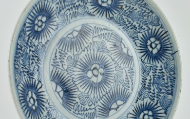 LATE 19TH CENTURY BLUE AND WHITE STARBURST CHARGER