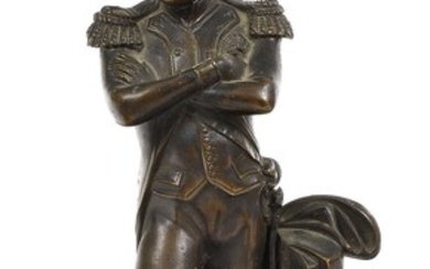 "L’Empereur Napoléon Ier en pied, les bras croisés, en uniforme" Epreuve en bronze sur socle...