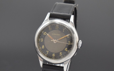 LONGINES calibre 12.68N wristwatch in steel with original black-gray shiny...
