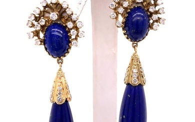 Lapis Lazuli and Diamond Chandelier Earrings