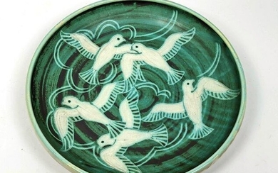 Large FINLAND Pottery Charger Dish. Decorated with Bir