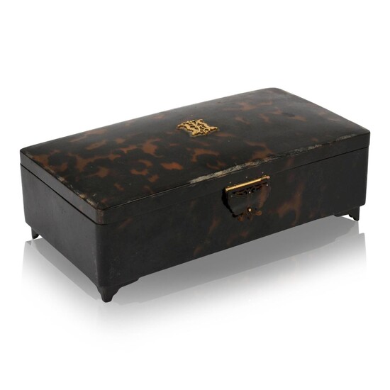 Large Tortoise Shell Box with 14K Gold Mounts